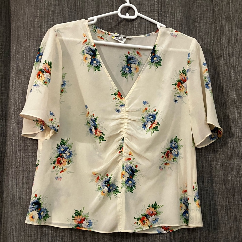 Madewell silk floral blouse
